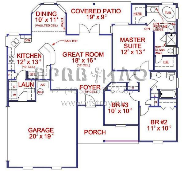Проект одноэтажного дома с гаражом на две машины в стиле Ранчо S5-132 (4766-00100)