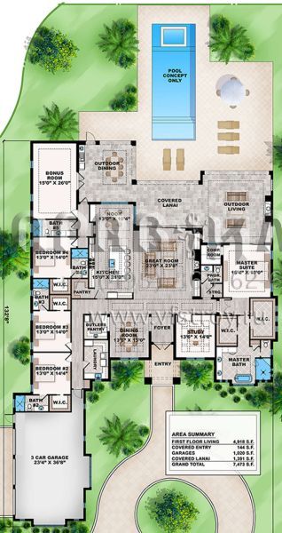Проект одноэтажного дома с гаражом на три и более машин в современном стиле S5-457 (207-00035)