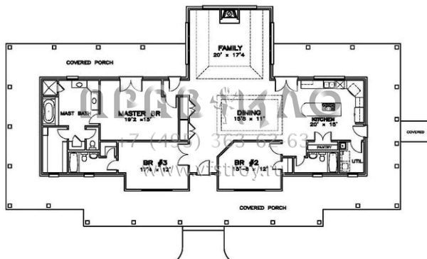 Проект одноэтажного дома с гаражом на две машины в стиле Ранчо S5-209 (6471-00085)