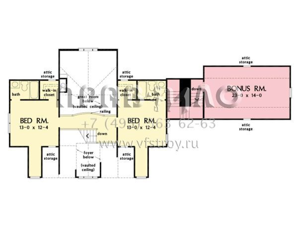 Проект двухэтажного дома с гаражом на две машины в стиле Ранчо S5-237 (2865-00316)