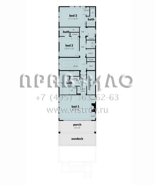 Проект двухэтажного дома с гаражом на две машины в прибрежном стиле S5-363 (028-00181)