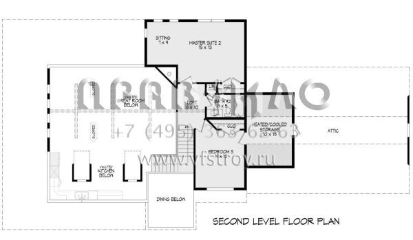 Проект двухэтажного дома с гаражом на три и более машин в стиле Ранчо S5-231 (940-00550)