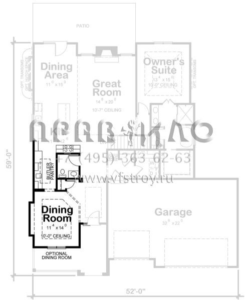 Проект одноэтажного дома с гаражом на три и более машин в английском стиле S5-243 (402-01768)