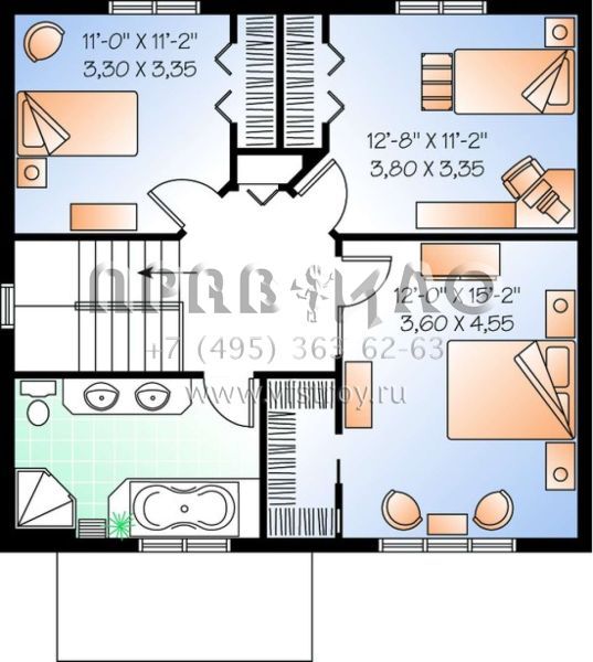 Проект двухэтажного дома без гаража в американском стиле S5-157 (034-00462)