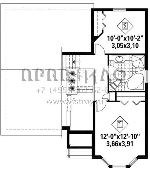Проект двухэтажного дома с гаражом на одну машину в стиле Ранчо S5-198 (6146-00354)