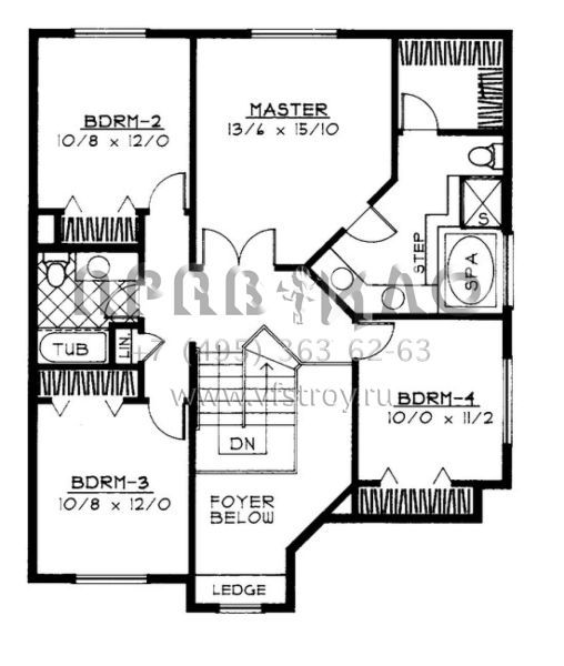 Проект двухэтажного дома с гаражом на три и более машин в стиле Ранчо S5-236 (692-00037)