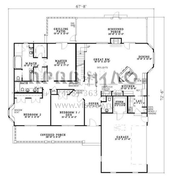 Проект двухэтажного дома с гаражом на две машины в стиле Ранчо S5-279 (110-00503)