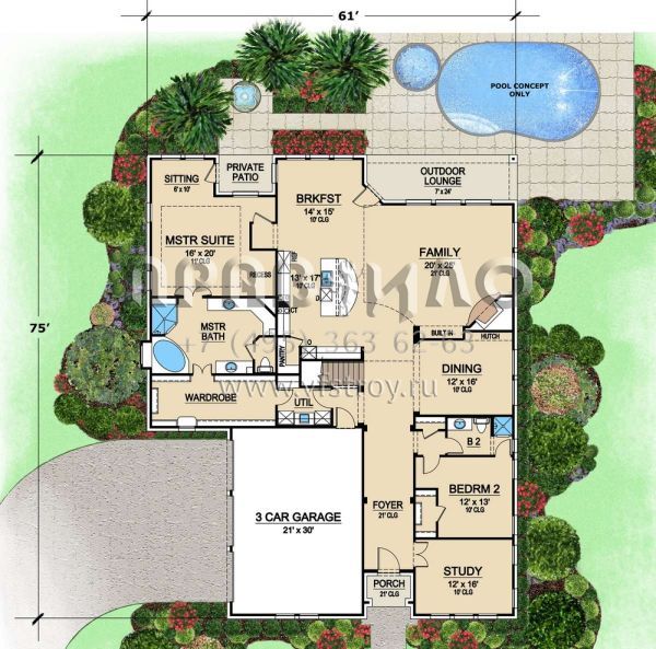 Проект двухэтажного дома с гаражом на три и более машин в английском стиле S5-455 (5445-00164)