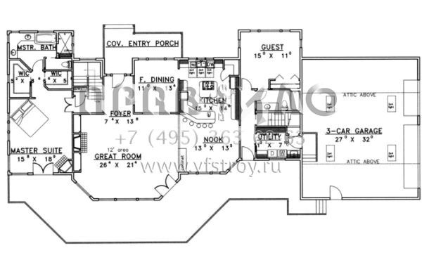 Проект одноэтажного дома с гаражом на три и более машин в скандинавском стиле S5-438 (039-00319)