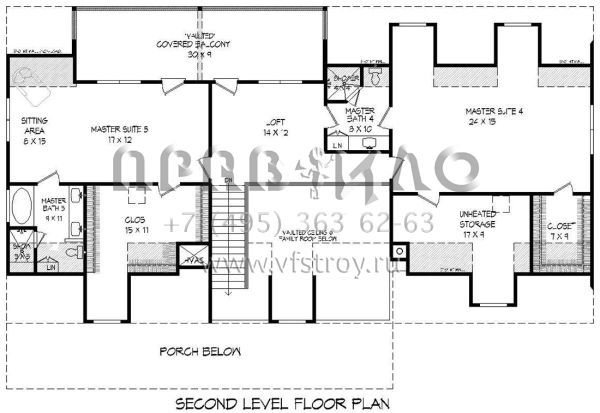Проект двухэтажного дома с гаражом на две машины в стиле Ранчо S5-288 (940-00147)