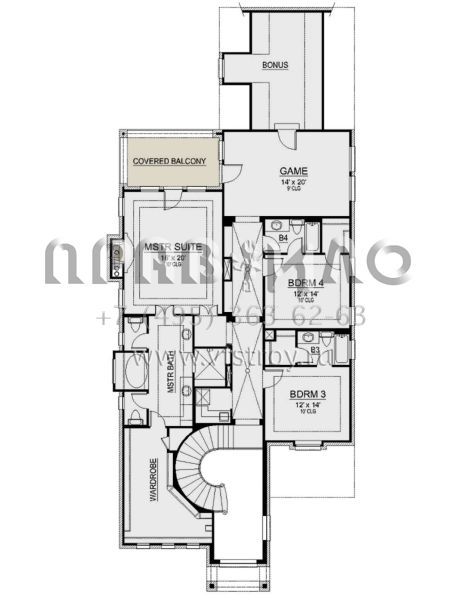 Проект двухэтажного дома с гаражом на две машины в готическом стиле S5-400 (5445-00435)