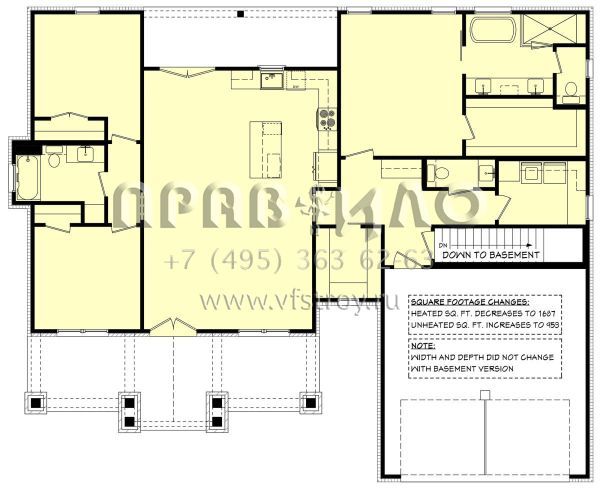 Проект одноэтажного дома с гаражом на две машины в американском стиле S5-158 (041-00295)