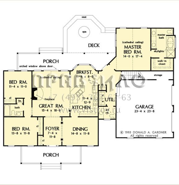 Проект одноэтажного дома с гаражом на две машины в стиле Ранчо S5-173 (2865-00277)