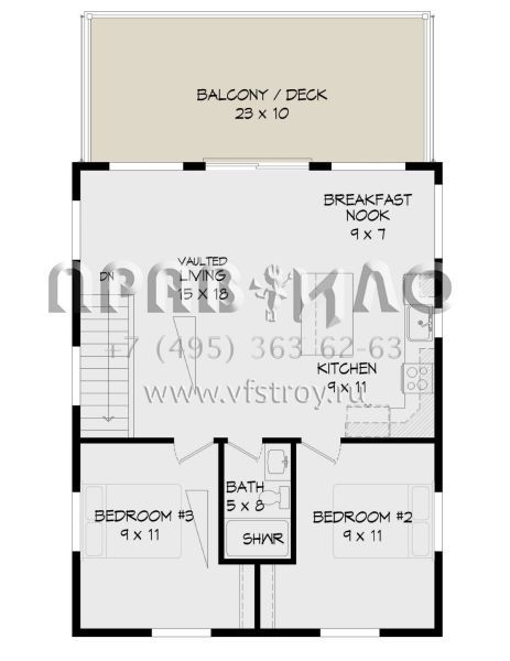 Проект двухэтажного дома с гаражом на одну машину в современном стиле S5-109 (940-00489)