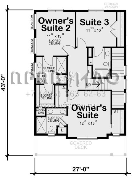 Проект трехэтажного дома с гаражом на две машины в современном стиле S5-189 (402-01746)