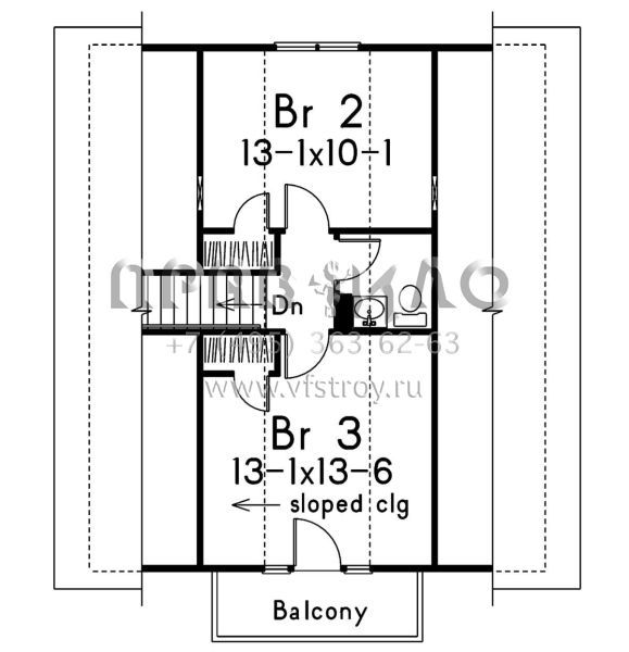 Проект двухэтажного дома без гаража в современном стиле S5-111 (5633-00411)