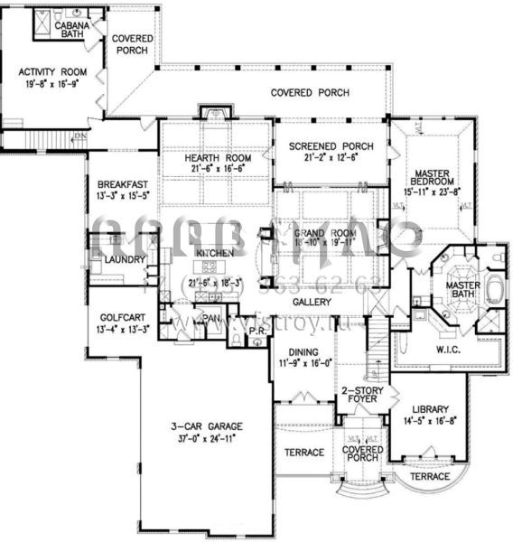 Проект двухэтажного дома с гаражом на три и более машин в современном стиле S5-591 (699-00098)
