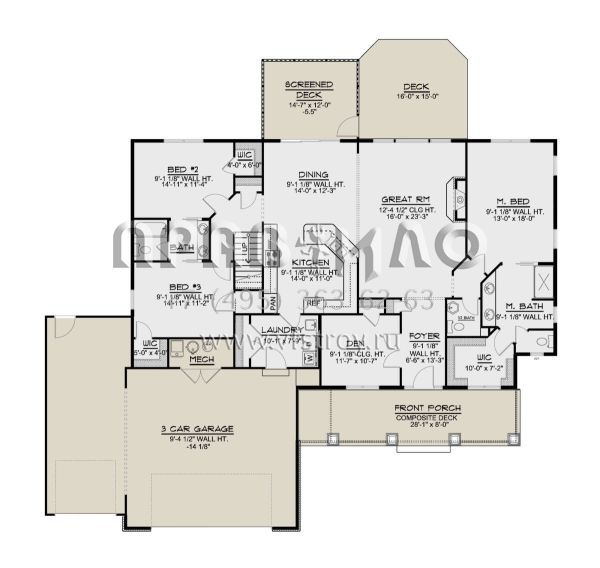 Проект двухэтажного дома с гаражом на три и более машин в американском стиле S5-278 (5032-00123)