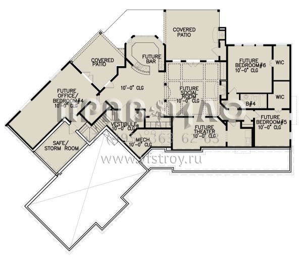 Проект одноэтажного дома с гаражом на три и более машин в американском стиле S5-274 (699-00096)