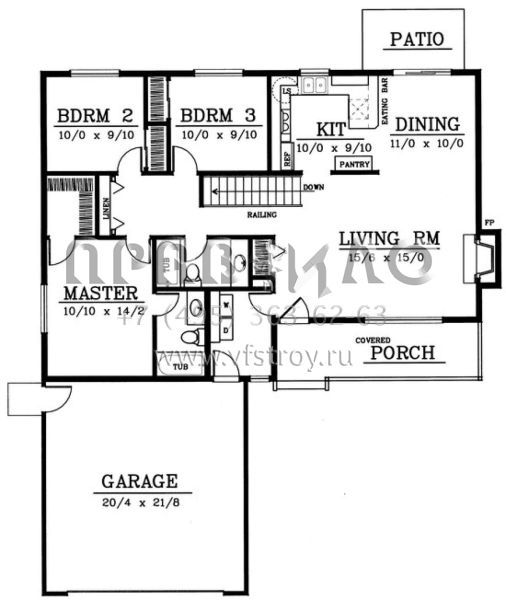 Проект одноэтажного дома с гаражом на две машины в стиле Ранчо S5-122 (692-00045)