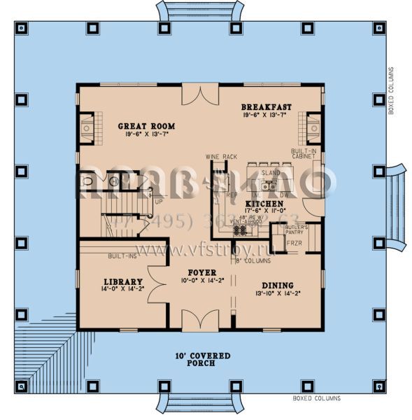 Проект двухэтажного дома без гаража в классическом стиле S5-291 (8318-00250)
