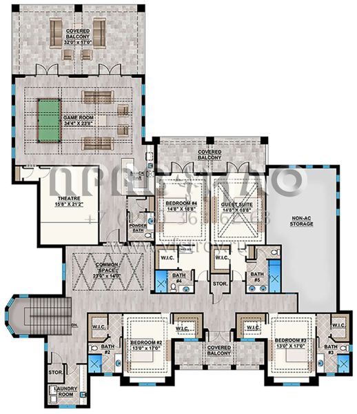 Проект двухэтажного дома с гаражом на три и более машин в прибрежном стиле S5-1083 (207-00078)