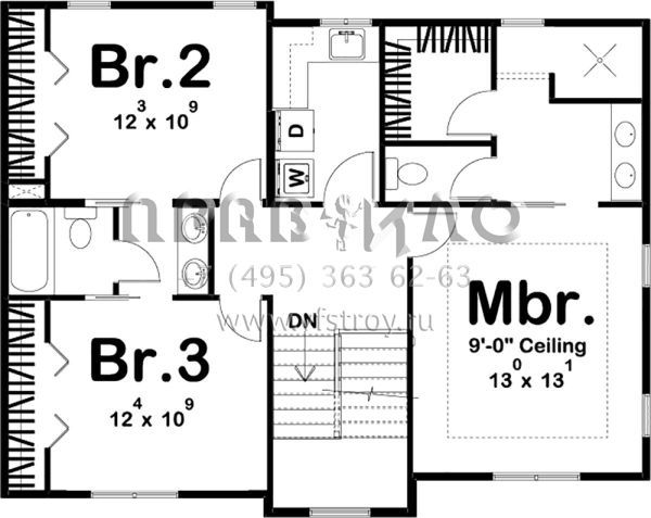 Проект двухэтажного дома с гаражом на две машины в стиле Шале S5-177 (963-00164)