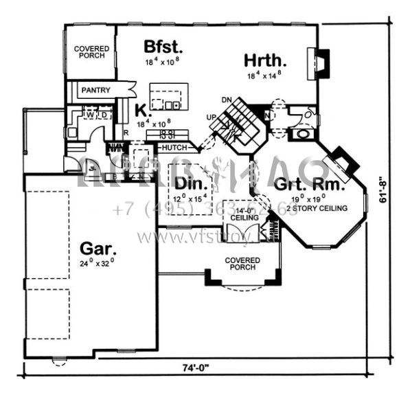 Проект двухэтажного дома с гаражом на три и более машин в английском стиле S5-298 (963-00088)