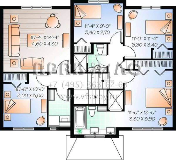 Проект двухэтажного дома с гаражом на одну машину в стиле Ранчо S5-173 (034-00760)