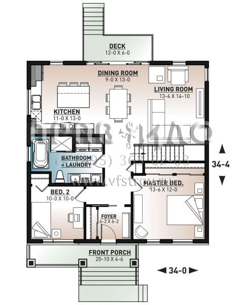 Проект одноэтажного дома без гаража в современном стиле S5-107 (034-01238)