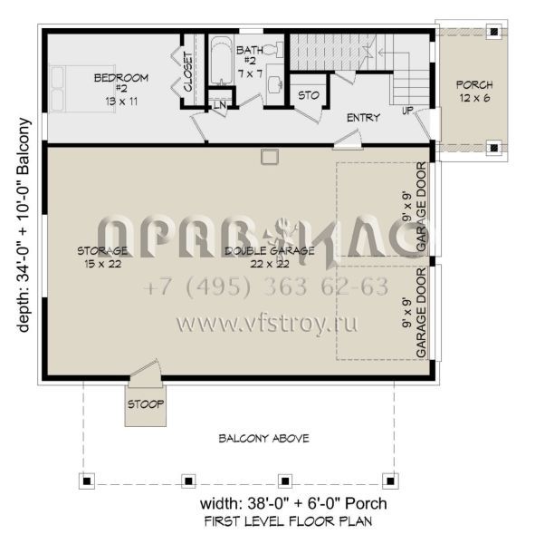 Проект трехэтажного дома с гаражом на две машины в современном стиле S5-188 (940-00529)