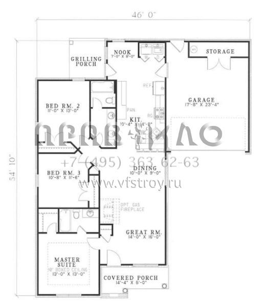 Проект одноэтажного дома с гаражом на две машины в стиле Ранчо S5-122 (110-00177)