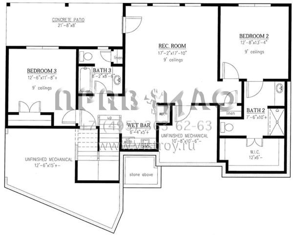 Проект одноэтажного дома с гаражом на две машины в американском стиле S5-259 (286-00078)