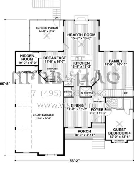 Проект двухэтажного дома с гаражом на три и более машин в американском стиле S5-274 (036-00137)