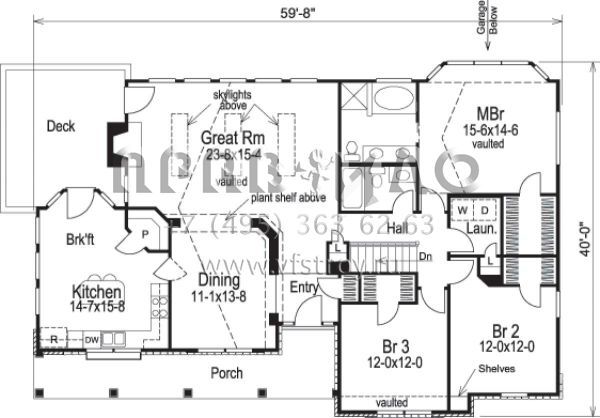 Проект одноэтажного дома с гаражом на две машины в стиле Ранчо S5-166 (5633-00100)