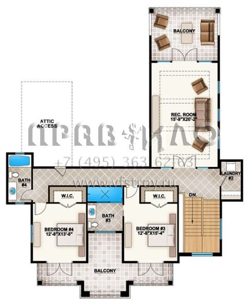 Проект двухэтажного дома с гаражом на три и более машин в прибрежном стиле S5-440 (207-00008)