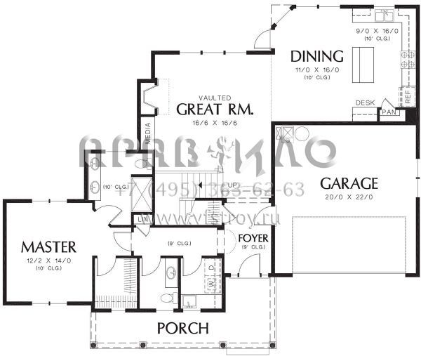 Проект двухэтажного дома с гаражом на две машины в стиле Ранчо S5-176 (2559-00201)