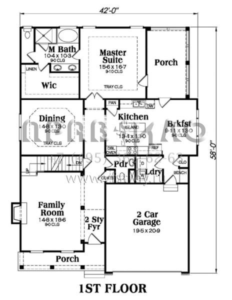 Проект двухэтажного дома с гаражом на две машины в стиле Ранчо S5-271 (009-00119)