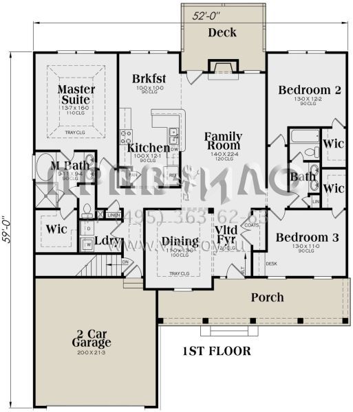 Проект одноэтажного дома с гаражом на две машины в стиле Ранчо S5-174 (009-00018)