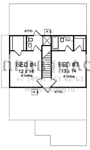 Проект двухэтажного дома без гаража в американском стиле S5-180 (4848-00331)