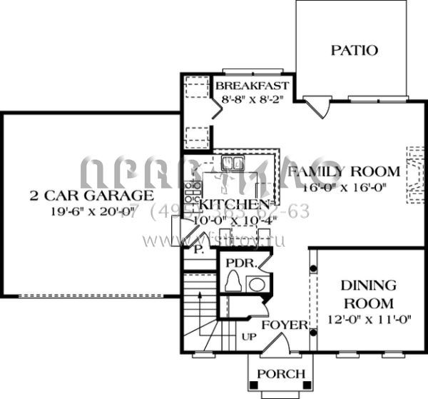Проект двухэтажного дома с гаражом на две машины в стиле Ранчо S5-144 (3323-00030)