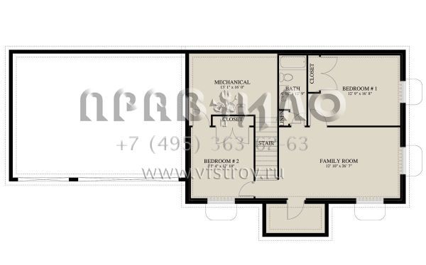 Проект двухэтажного дома с гаражом на три и более машин в стиле Ранчо S5-211 (2802-00242)