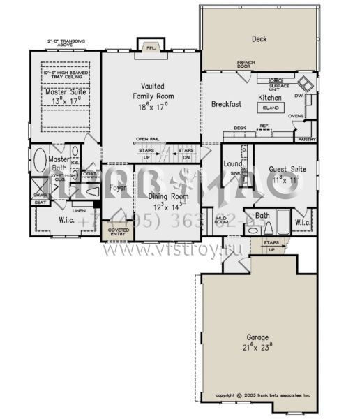 Проект двухэтажного дома с гаражом на две машины в стиле Ранчо S5-266 (8594-00276)