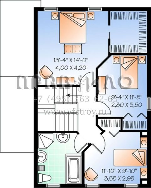 Проект двухэтажного дома без гаража в стиле Ранчо S5-196 (034-00475)