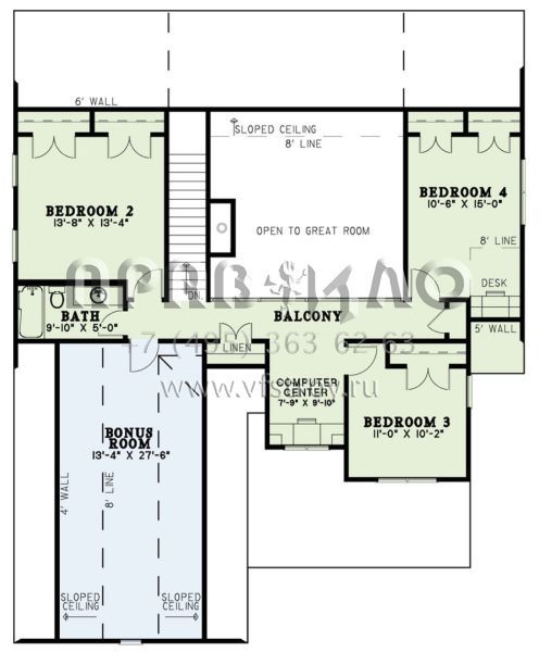 Проект двухэтажного дома с гаражом на две машины в американском стиле S5-229 (110-00638)