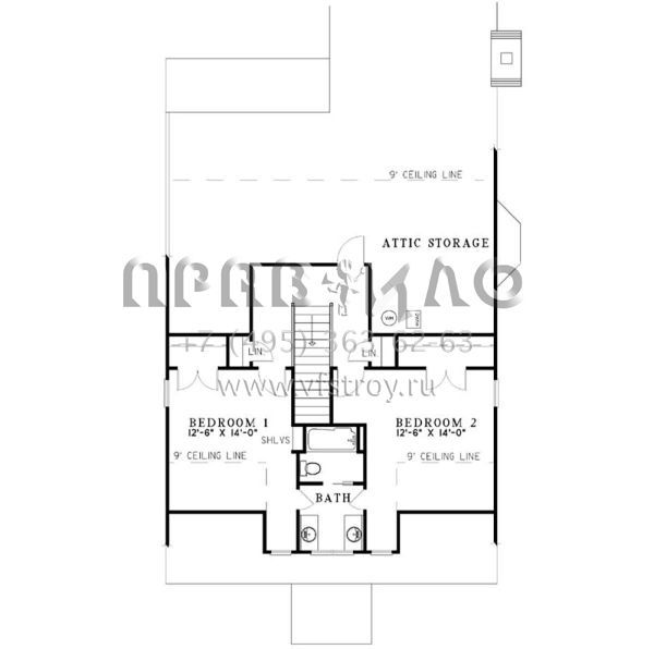 Проект двухэтажного дома с гаражом на две машины в стиле Ранчо S5-243 (110-00010)