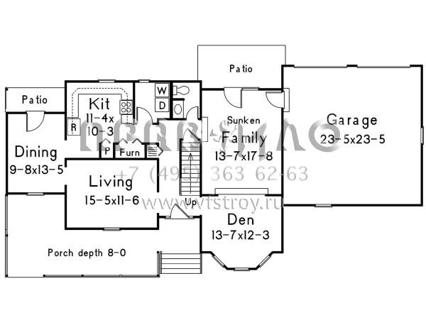 Проект двухэтажного дома с гаражом на две машины в английском стиле S5-210 (5633-00355)