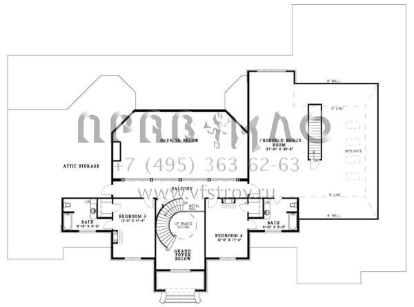 Проект двухэтажного дома с гаражом на три и более машин в стиле Ранчо S5-593 (110-00474)