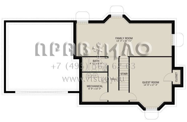 Проект двухэтажного дома с гаражом на две машины в стиле Ранчо S5-187 (2802-00011)
