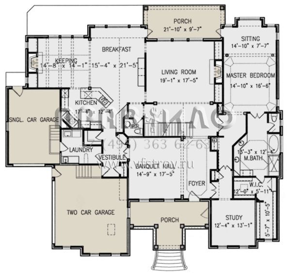 Проект двухэтажного дома с гаражом на три и более машин в современном стиле S5-435 (699-00201)